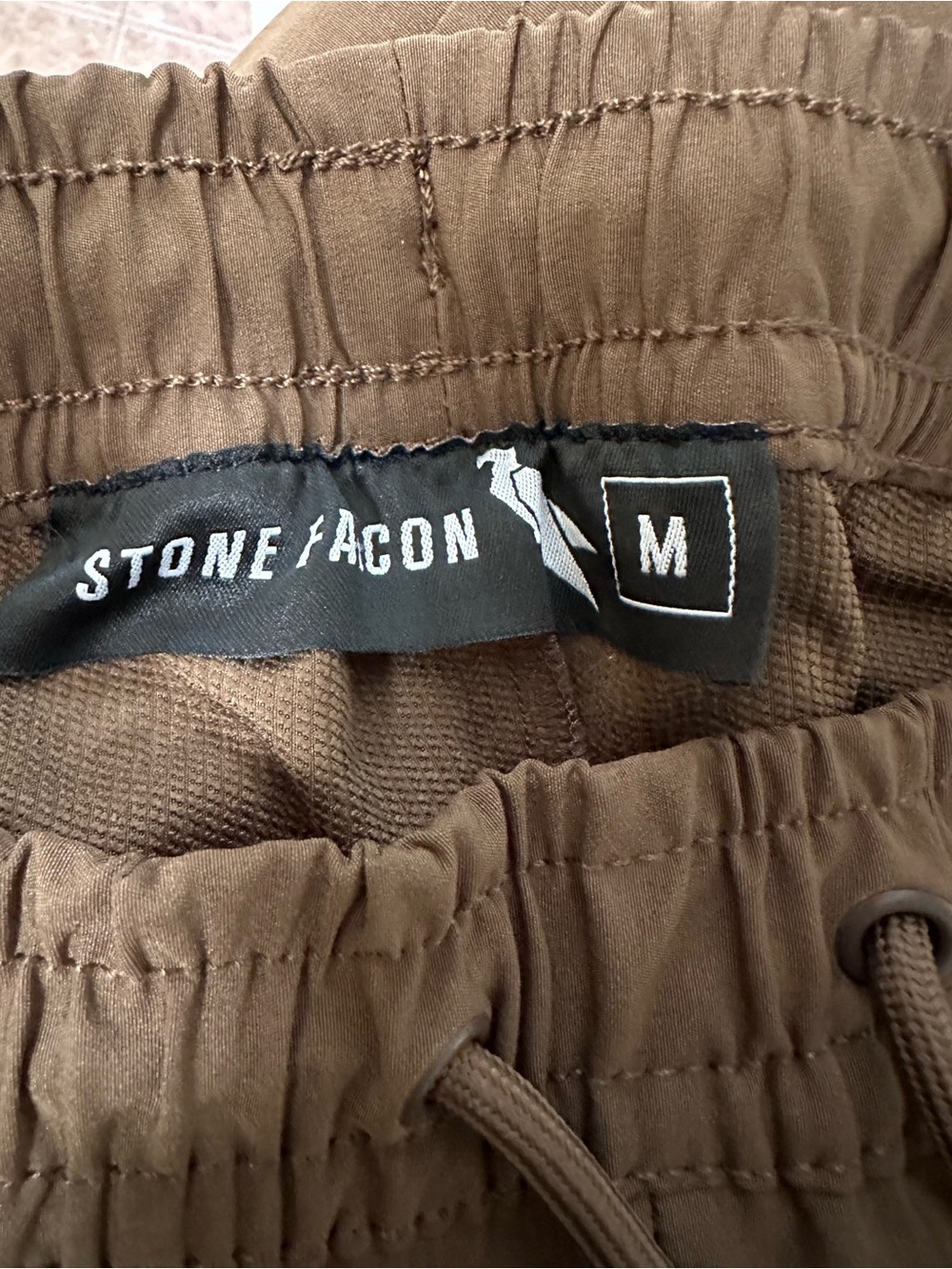 Stone Falcon Brown Cargo Joggers Pants Men's Medium Stretch Nylon Cinch A8-068 - Picture 3 of 16